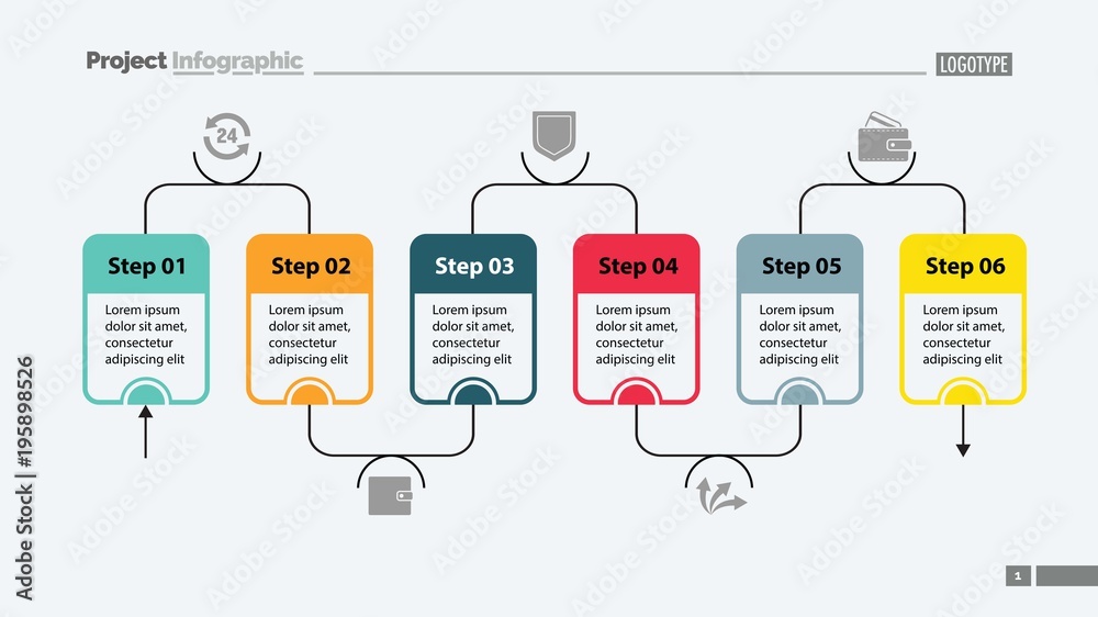 Wall mural Six Steps of Workflow Slide Template