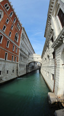 Fototapeta na wymiar Bridge of Sighs in Venice photographed with fisheye lens