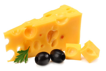 piece of cheese isolated on white background