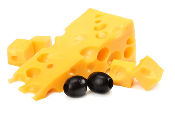 piece of cheese isolated on white background