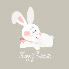 White Easter bunny, vector illustration