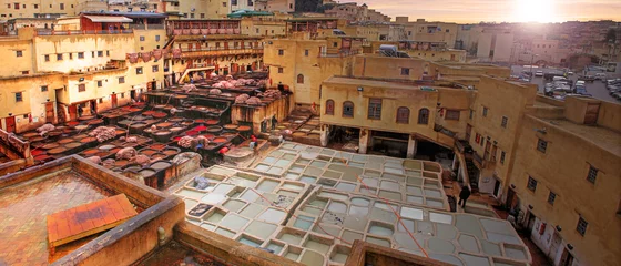 Fotobehang Tanneries in the medina of Fes in Morocco © Phil_Good