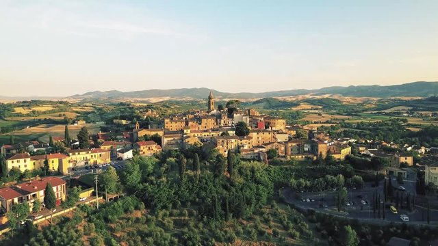 Peccioli, Small Village in Tuscany, Italy - Aerial View