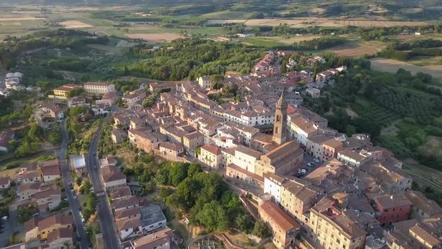 Peccioli - Aerial of small village in Tuscany