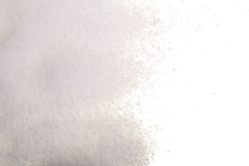 Fototapeta premium Pile of salt crystals isolated over the white background with copy space for your text. Top view. Flat lay