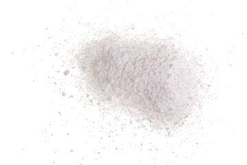 Fototapeta na wymiar Washing powder isolated on white background. Top view. Flat lay