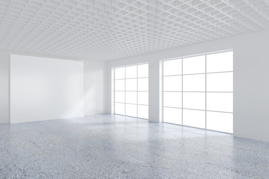 Empty office room with large billboard. 3D Rendering.