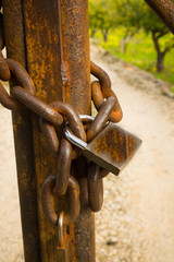 Old padlock and chain