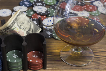 Poker chips card alcohol