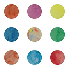 Abstract watercolor circles collection for design drawn by hand