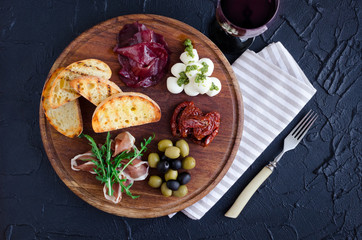 Italian antipasti wine snacks set