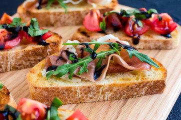 Selection of tasty bruschetta