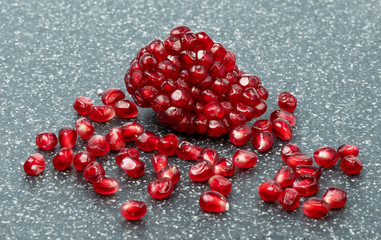 red grenades close up on dark background.