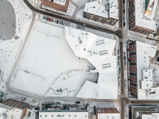 Aerial view of new school and kindergarten Kalasatama, Helsinki