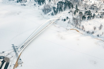 Aerial view of new bridge in Kalasatama district Helsinki, Finland