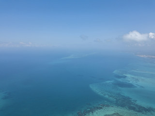 Beautiful Zanzibar Nungwi beach with blue Indian ocean aerial view