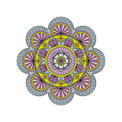 Flower Mandala. Vintage decorative elements. Oriental pattern, vector illustration. Islam, Arabic, Indian, moroccan,spain, turkish, pakistan, chinese, mystic, ottoman motifs. Coloring book page