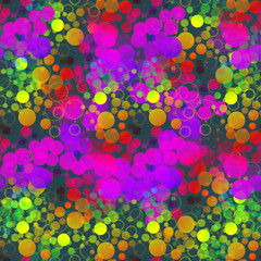 Watercolor colorful bubbles. Circles seamless pattern. Colorful round shapes abstract background. Vector illustration.