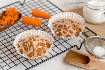 Homemade carrot cake cupcakes.