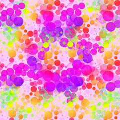 Watercolor colorful bubbles. Circles seamless pattern. Colorful round shapes abstract background. Vector illustration.
