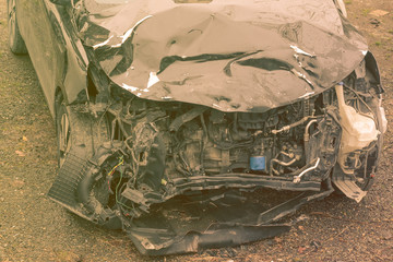 Broken car after a car accident