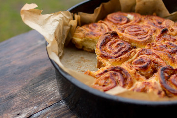 sweet rolls with cinnamon and walnut