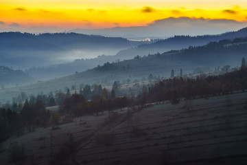 wonderful, multicolored dawn in the mountains.Tatra mountain,Slovakia.