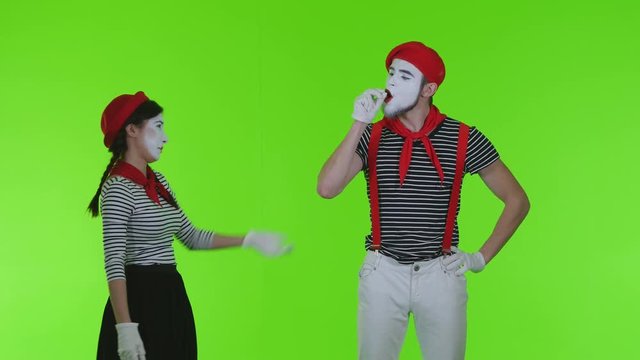 Mimes smoke on a green background