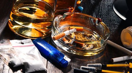 Addictive substances, including alcohol, cigarettes and drugs