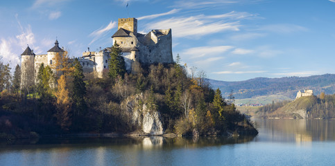 Beautiful view of Niedzica Castle,autumn in Poland