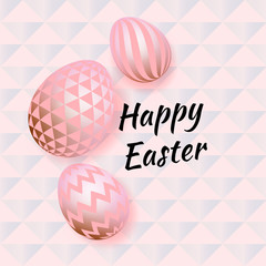 Happy Easter inscription and Easter eggs in a gentle pastel color. Vector illustration EPS10
