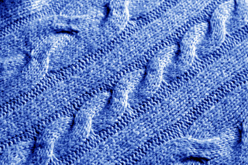 Knitting pattern in blue color.