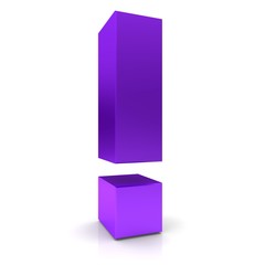 exclamation mark 3d purple exclamation point sign