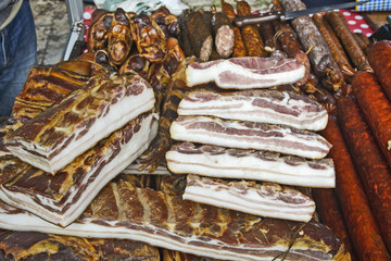 Bacon and sausages on sale