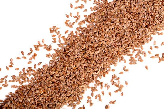 flax seeds isolated on white background with copy space for your text. Top view © kolesnikovserg