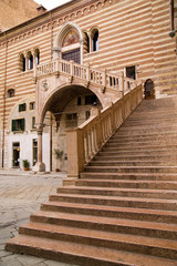 Fototapeta na wymiar Staircase of reason in courtyard the Palazzo della Ragione