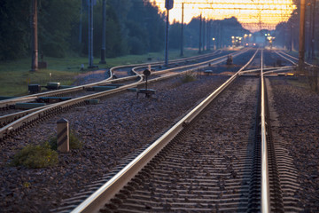 Fototapeta na wymiar Railways at dusk