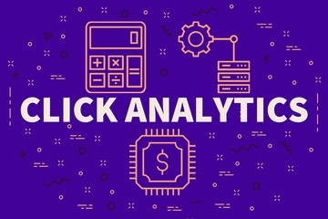 Conceptual business illustration with the words click analytics