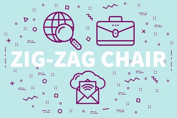Conceptual business illustration with the words zig-zag chair