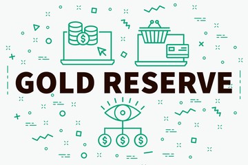 Conceptual business illustration with the words gold reserve