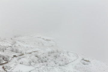 Fototapeta na wymiar Snowfall in Filband, Mazandaran, Iran