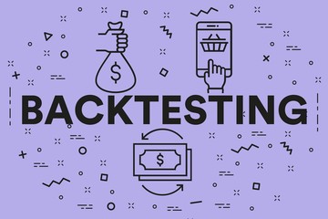Conceptual business illustration with the words backtesting