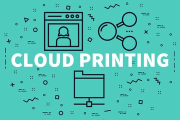 Conceptual business illustration with the words cloud printing