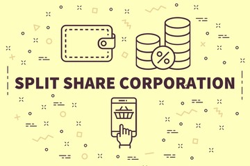 Conceptual business illustration with the words split share corporation