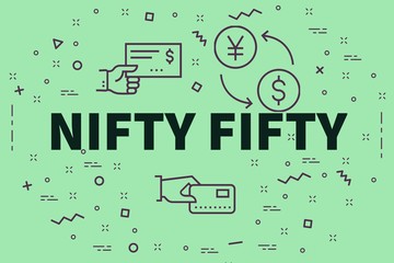 Conceptual business illustration with the words nifty fifty