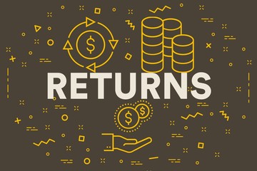 Fototapeta premium Conceptual business illustration with the words returns