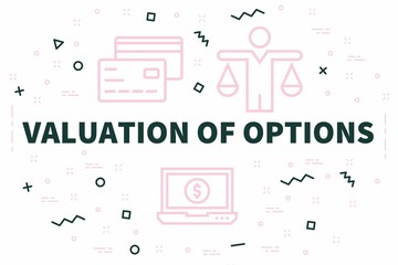 Conceptual business illustration with the words valuation of options