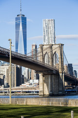 Fototapeta na wymiar Brooklyn Bridge and Freedom Tower