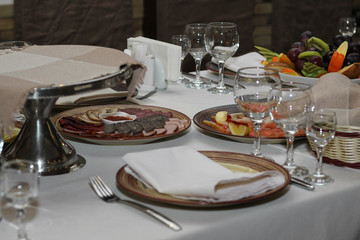 Fototapeta premium served table in cafe or restaurant