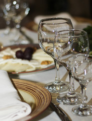 beautiful glasses on the table in the restaurant